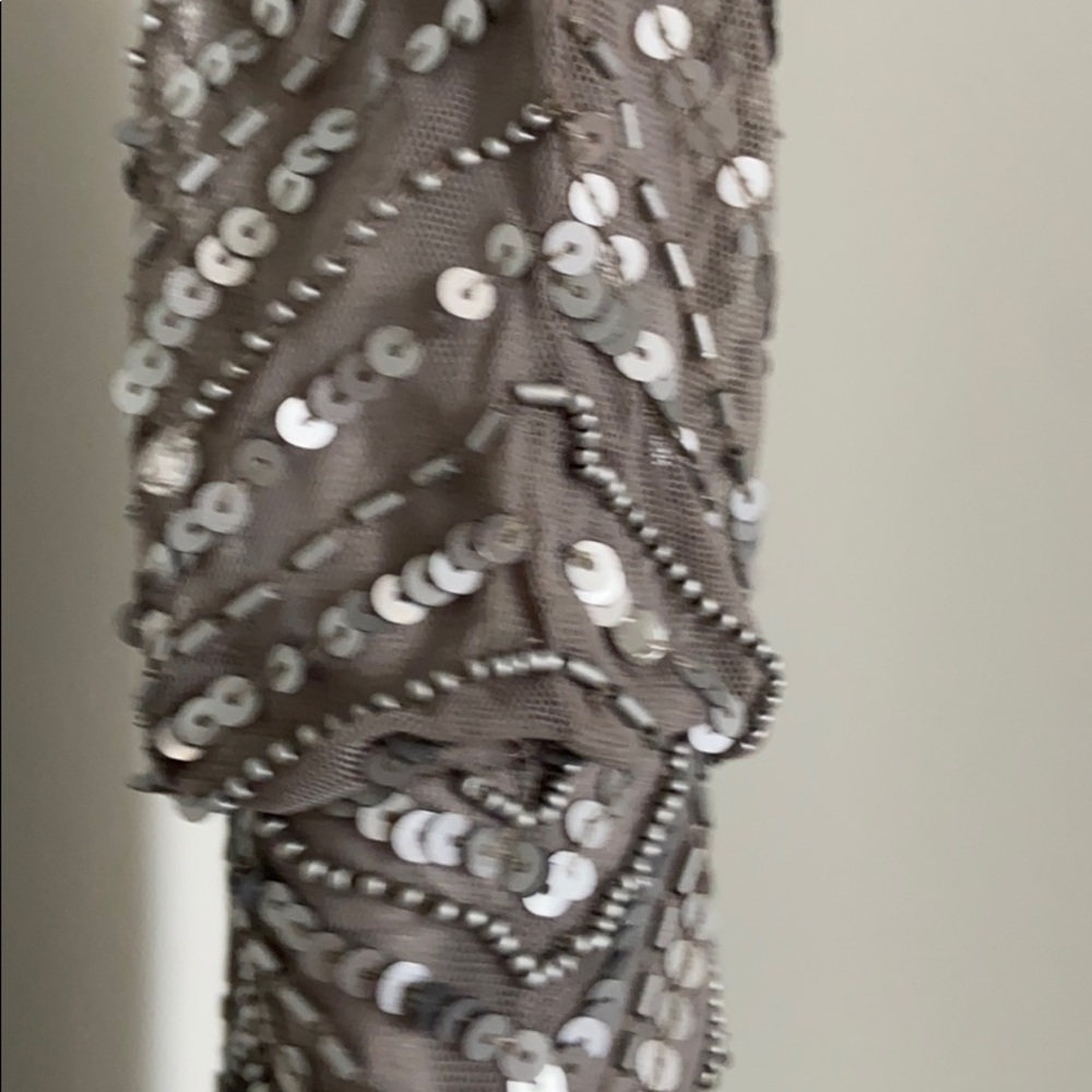 Aidan Mattox Silver Sequin Beaded Gown Size 0 - image 4